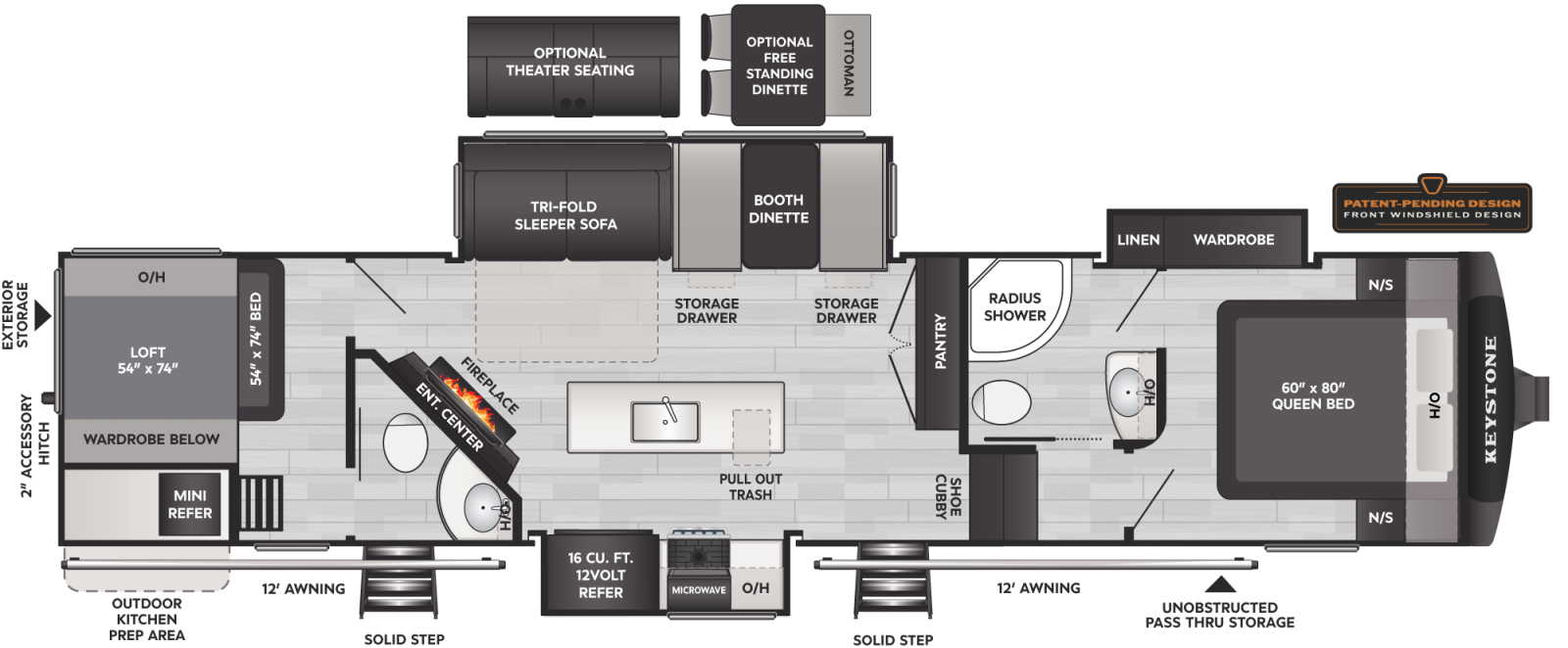 2023 Keystone RV COUGAR 364BHL - 5TH WHEEL floorplan