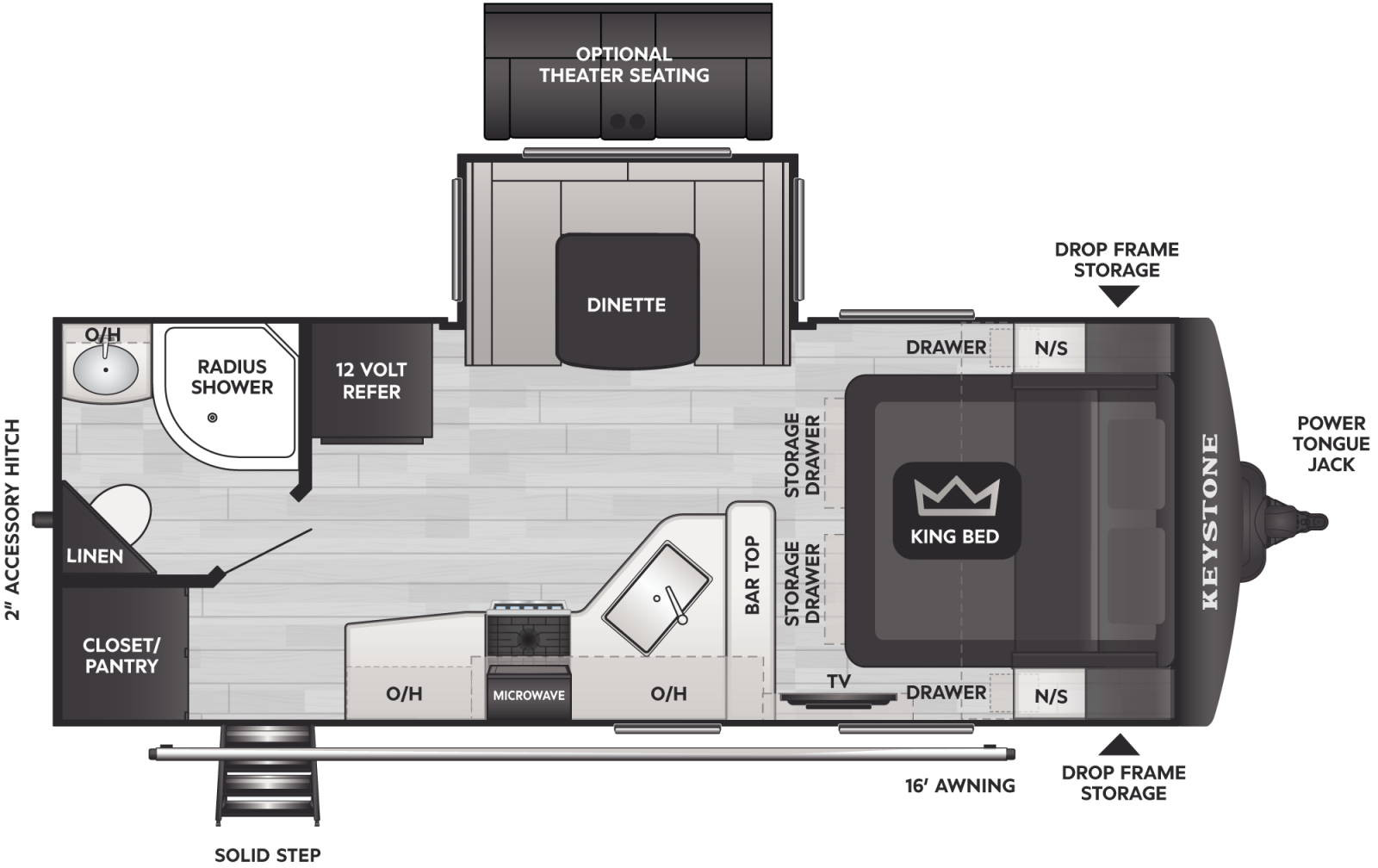 2018 Keystone RV Cougar 22RBS floorplan