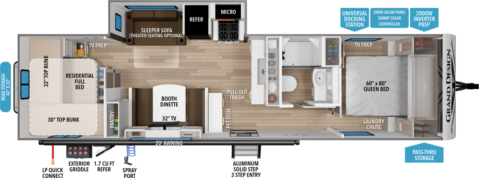 2027 Grand Design Transcend 295QBT floorplan