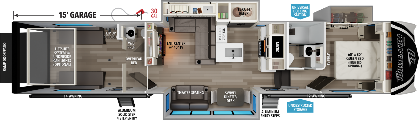 2027 Grand Design Momentum 394G - 5th Wheel floorplan