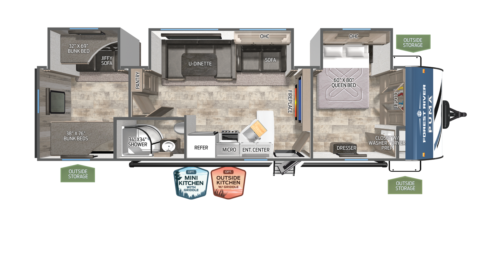 2027 Forest River RV Puma 32RBFQ floorplan