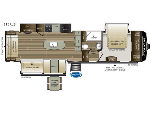 2019 Keystone RV Cougar 315RLS floorplan