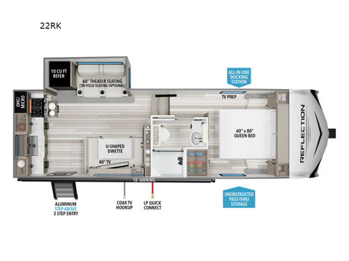 2025 Grand Design Reflection 100 Series 22RK floorplan