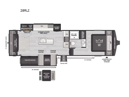 2027 Keystone RV Cougar Half-Ton 28RLI floorplan