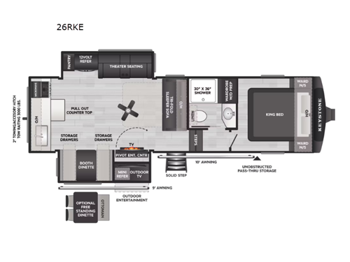 2026 Keystone RV Cougar Half-Ton 26RKE floorplan